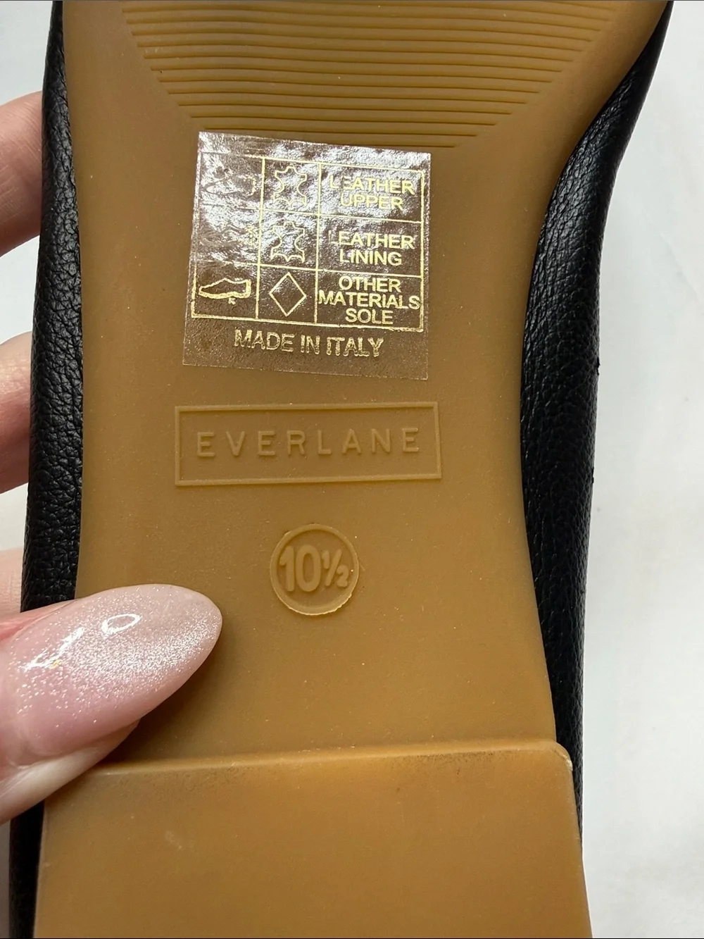 Everlane Day Glove Flat Black Leather Ballet Slip On Size 10.5 NWOB Chic